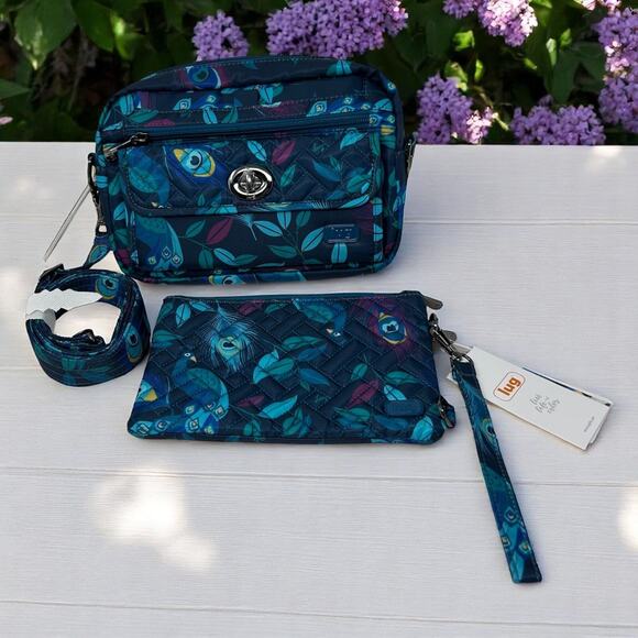 lug Handbags - Lug Switch & Peekaboo Set Peacock Multi Crossbody Bag RFID Detachable Pouch Blue